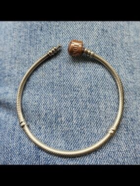 Pandora Two-Tone Silver Bracelet with Rose Gold Clasp 7 Inches